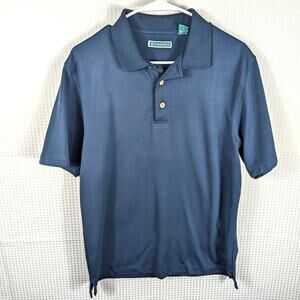 Cubavera Polo Shirt Men Medium Navy Blue Short Sleeve Textured Casual Golf Tee